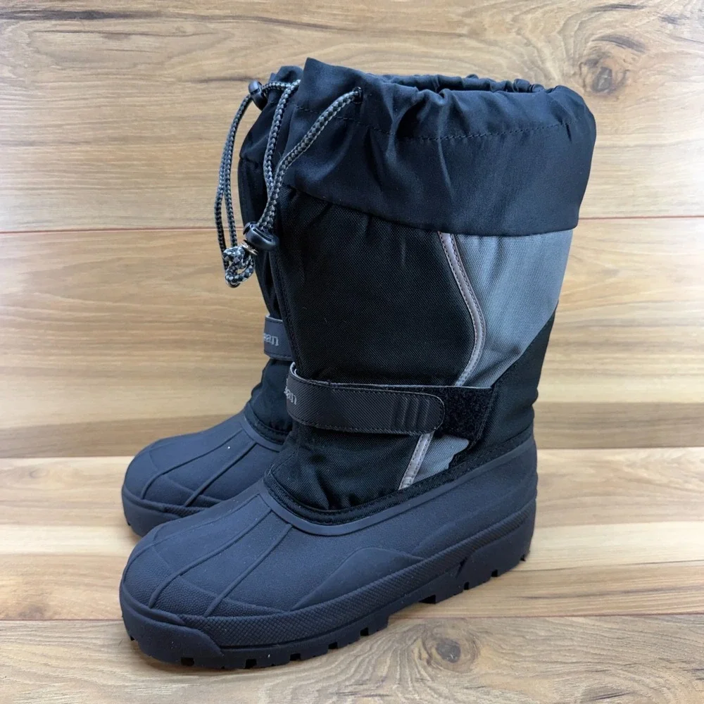 LL BEAN Northwoods Boys Youth Snow‎ Boots 6 Black Gray Waterproof Insulated